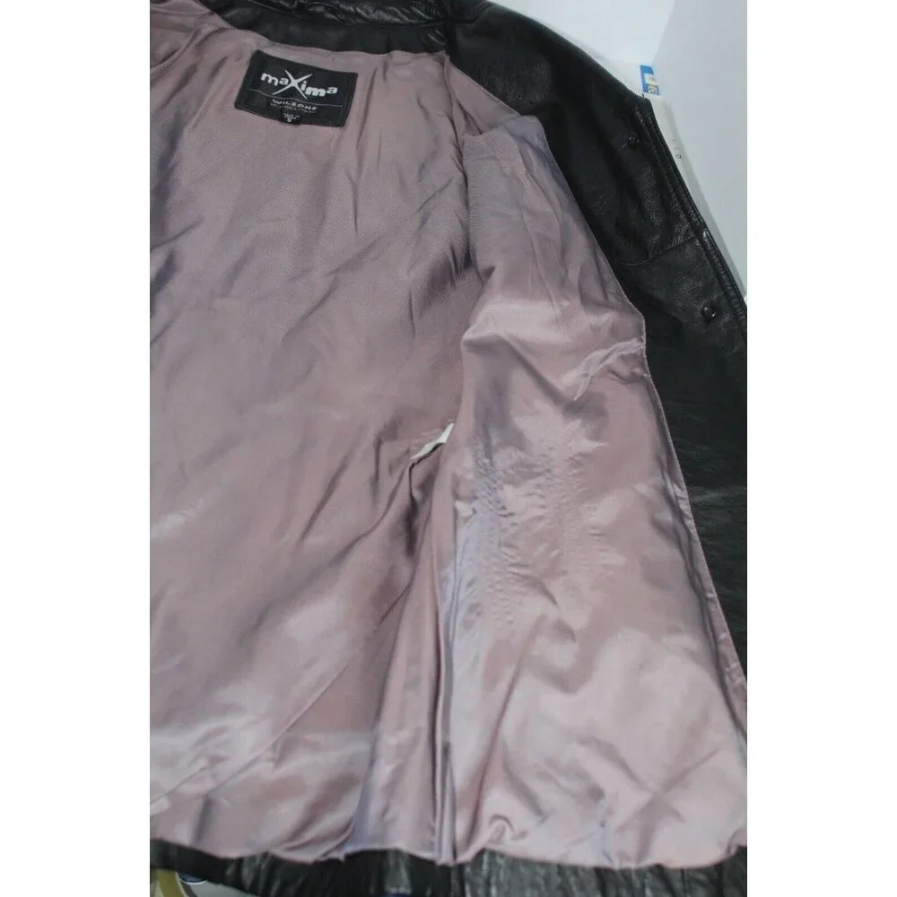 Wilsons Leather Soft‎ Leather Women's Small Black Maxima Coat Blazer Vintage Y2K